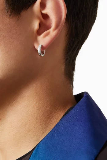 Side Set Single Hoop Earring  in Silver