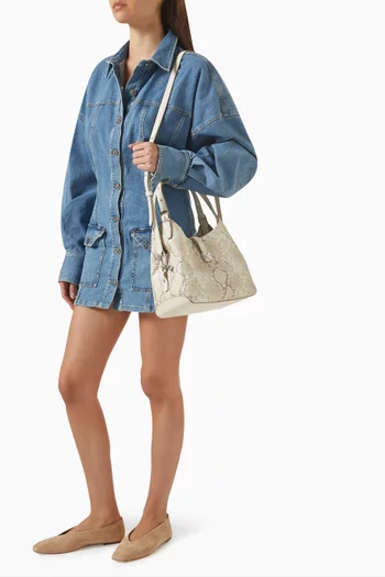 Medium Cross Body Bag in Snake-embossed Leather