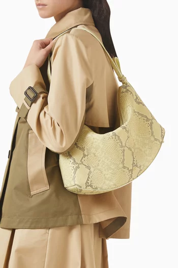 Large Loop Shoulder Bag in Snake-embossed Leather