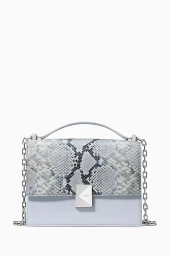 Deco Shoulder Bag in Snake-embossed Leather