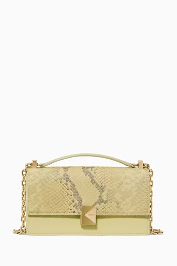 حقيبة كروس ديكو ميني بغطاء قلاب وسلسلة جلد بنقشة جلد الأفعى