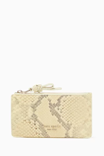 Loop Zip Card Case in Embossed Leather