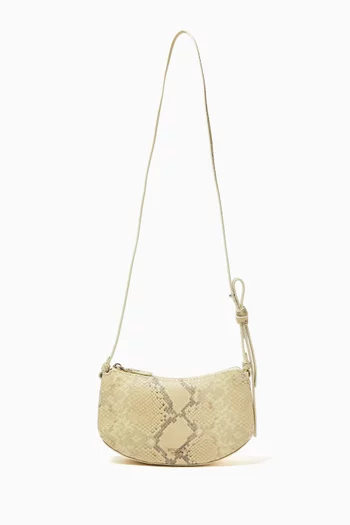 حقيبة كروس مزينة بعروة جلد بنقشة جلد الأفعى