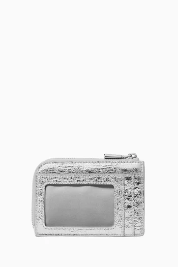 Mini Zip Card Case in Crinkle Sheepskin Leather