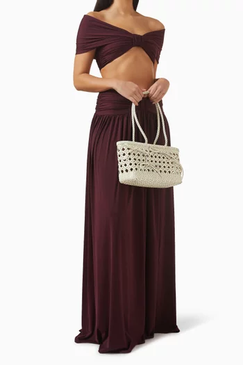 حقيبة كتف بيسكويت جلد مجدول