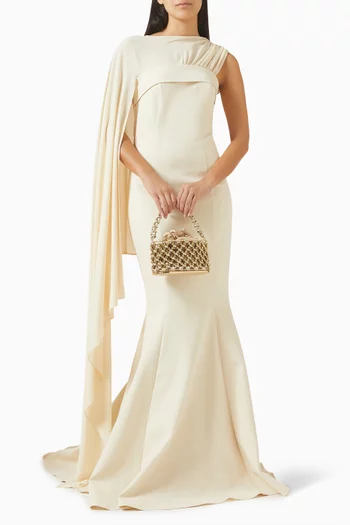 فستان سهرة بكاب درابيه