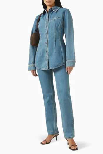 بنطال جينز بقصة ساق مستقيمة دينم