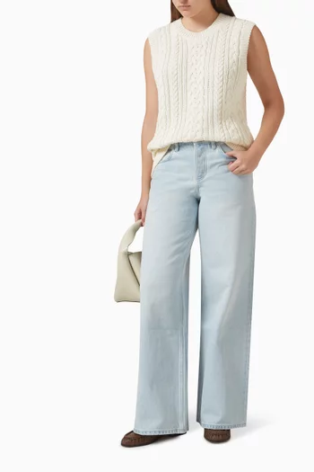 بنطال جينز بقصة ساق واسعة دينم