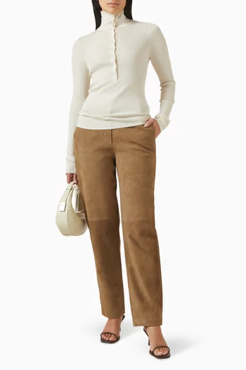 سترة بفتحة رقبة عالية مزيج صوف