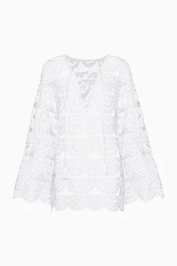 تونيك نواه مطرز على شكل زهور زنبق الماء