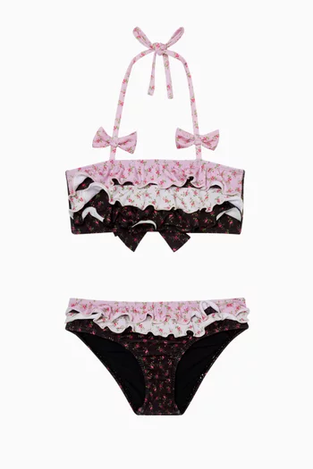 طقم بيكيني بكشكش ونقشة زهور