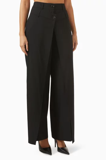 بنطال بحزام خصر مزدوج