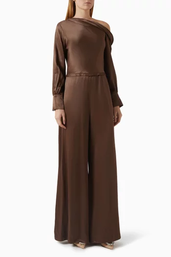 جمبسوت بأكتاف مكشوفة ستان