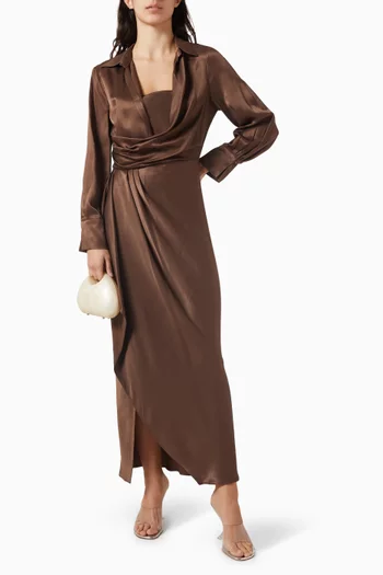 فستان طويل بكشكش