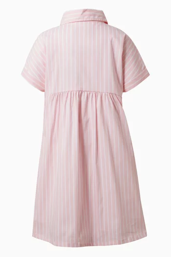 فستان بنمط قميص مزين بخطوط قطن بوبلين