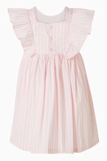 فستان مخطط بطبعة فراشات قطن