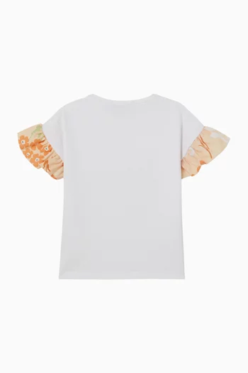 تي شيرت قطن بنقشة زهور