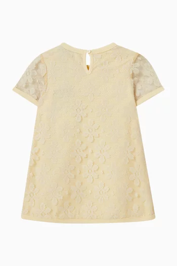 فستان بزهور مطرزة دانتيل