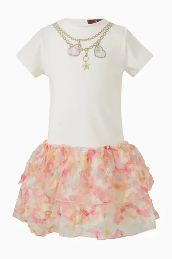 Heart-necklace Printed Dress