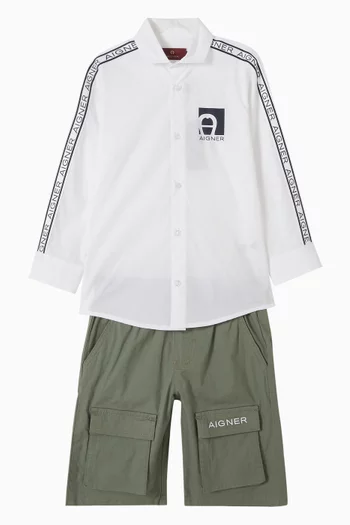 قميص بنقشة شعار الماركة قطن بوبلين