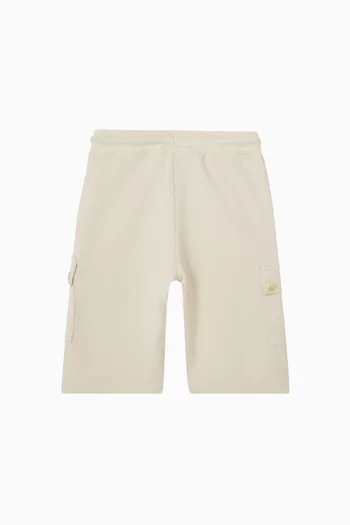 شورت رياضي برقعة بشعار الماركة قطن