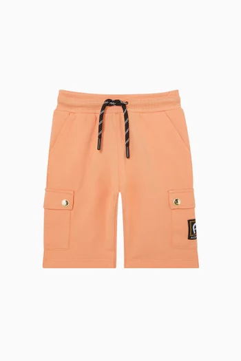 شورت رياضي برقعة بشعار الماركة قطن