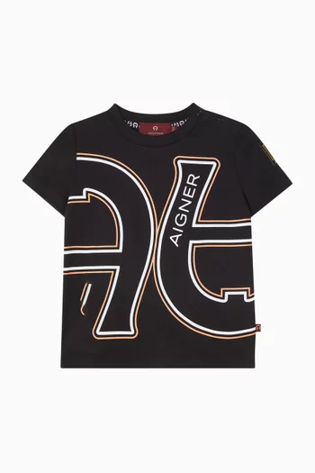 تي شيرت بطبعة شعار الماركة قطن