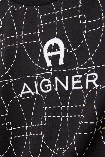 تي شيرت بطبعة شعار الماركة قطن