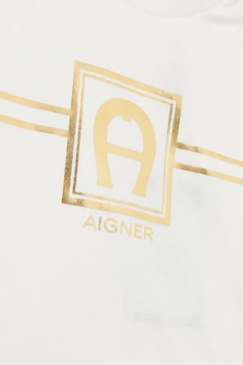 تي شيرت بطبعة شعار الماركة قطن