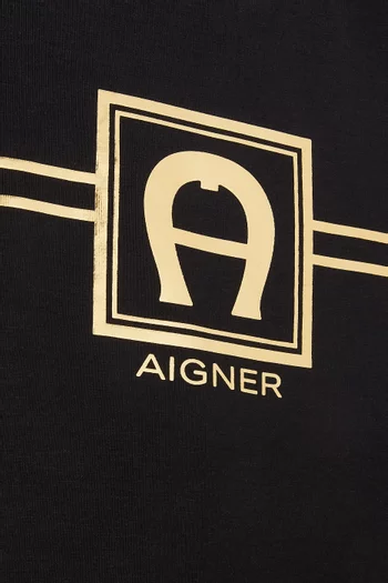 تي شيرت بطبعة شعار الماركة قطن