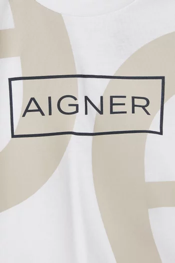 تي شيرت بطبعة شعار الماركة قطن