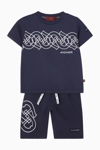 شورت رياضي بطبعة شعار الماركة قطن