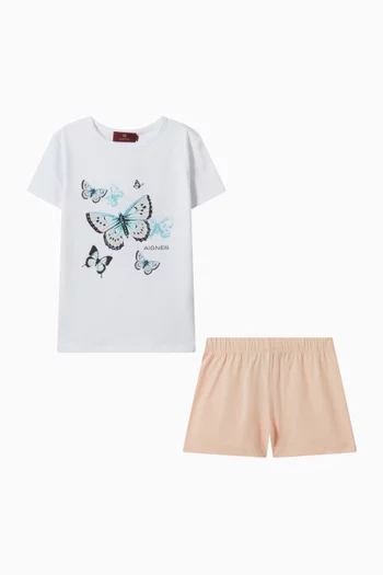 طقم بيجاما بنقشة فراشات قطن