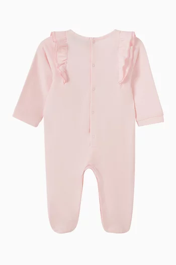 Bow Logo-print Sleepsuit in Pima Cotton