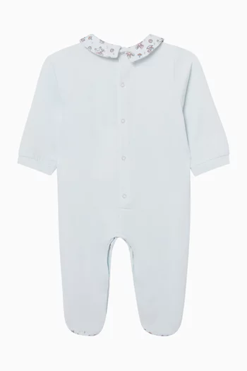 Teddy-print Sleepsuit in Pima Cotton