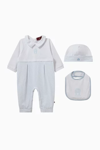 طقم بيجاما قطعة واحدة بطبعة شعار الماركة قطن بيما 