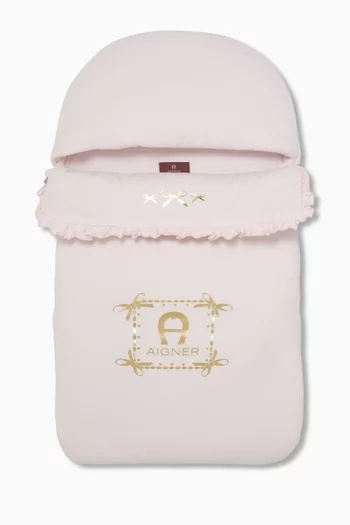 كيس نوم للرضع بشعار الماركة وكشكش قطن بيما