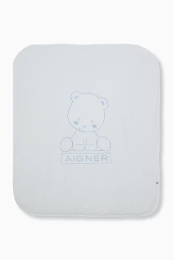 Logo-embroidered Baby Blanket in Pima Cotton