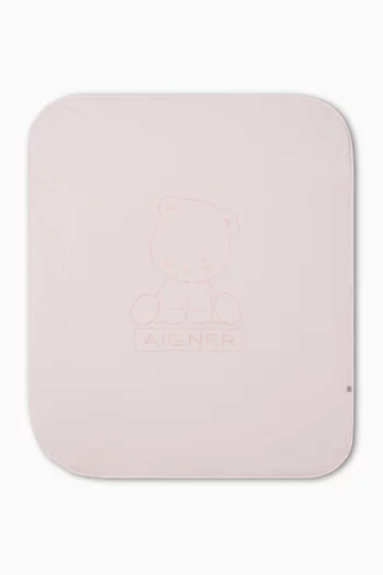 Logo-embroidered Baby Blanket in Pima Cotton