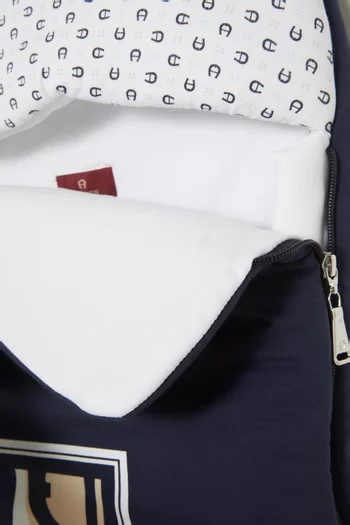 كيس نوم للأطفال بشعار الماركة بتصميم مربع قطن