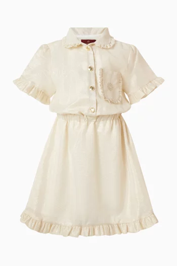 Ruffled Shirt Dress in Cotton-knit