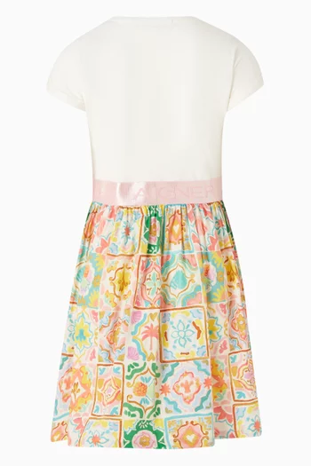 فستان بنقشة مربعات قطن