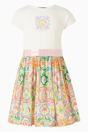 فستان بنقشة مربعات قطن