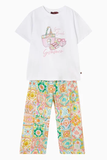 بنطال بنقشة مربعات قطن