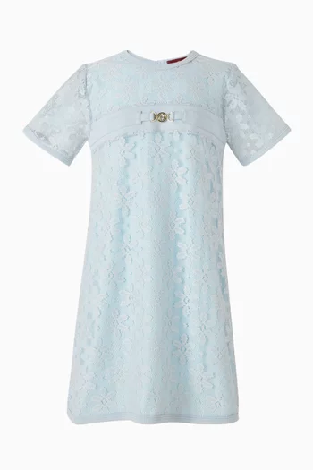 Logo-strap Shift Dress in Lace