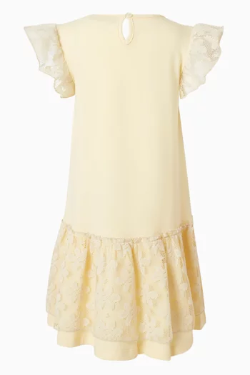 Logo-strap Dress in Cotton & Lace