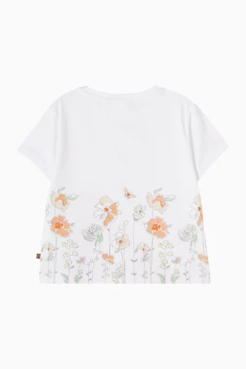 تي شيرت بنقشة زهور قطن