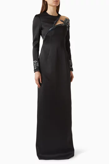 Embellished Gown in Taffeta Mikado