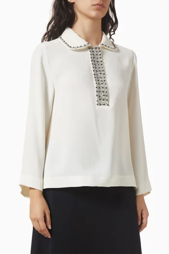 Embellished-collar Top