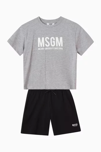 تي شيرت بطبعة شعار الماركة قطن